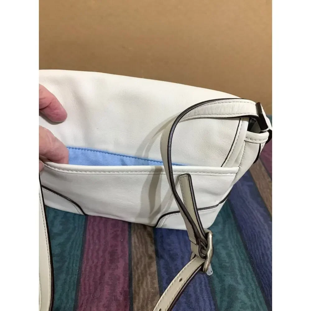 COACH HADLEY Small White Leather Buckle-Trim Field Bag Crossbody F29763
